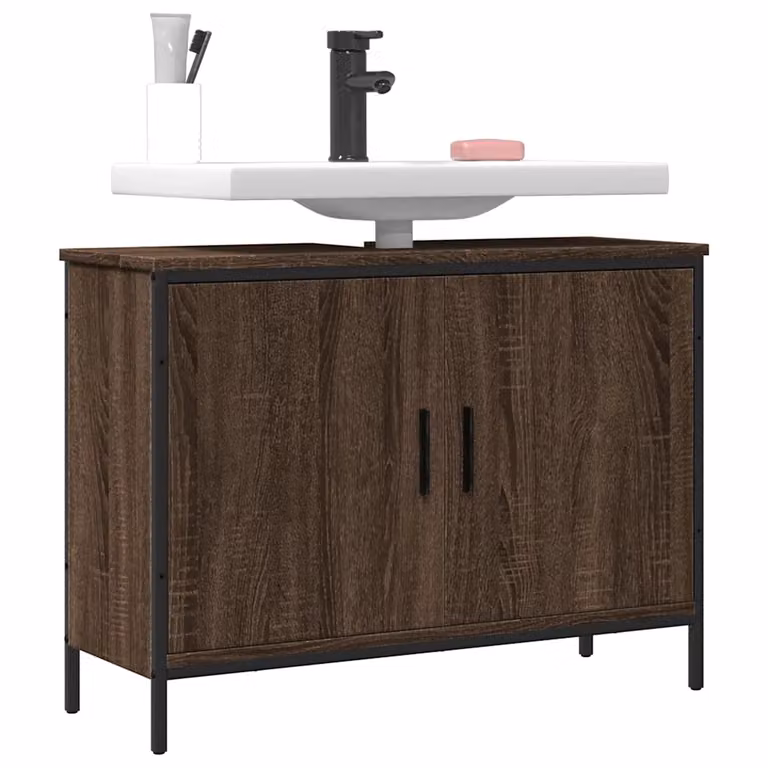Mobile Lavabo da Bagno Moderno vidaXL in Rovere Marrone, L: 80 cm, P: 30 cm, H: 60 cm
