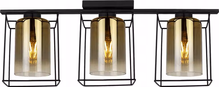 Hella Cage lampada a sospensione - Lampada da soffitto per soggiorno, camera da letto e sala da pranzo - Lampada a sospensione in metallo e vetro - E27 - Oro - 3 fiamme