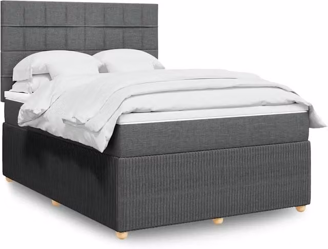 Letto Ibrido vidaXL con Giroletto a Molle e Materasso Grigio e Bianco L/P: 140 x 200 cm