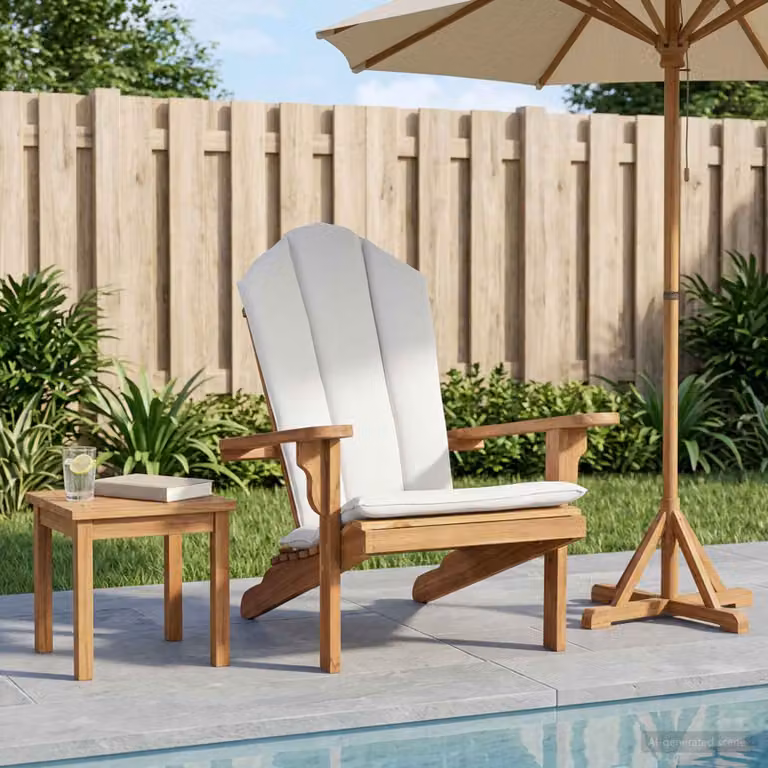 Sedia Adirondack da giardino vidaXL in legno di teak naturale con cuscini inclusi