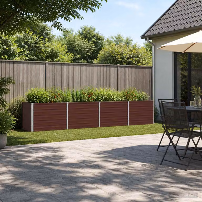 Letto rialzato da giardino vidaXL in metallo Corten marrone L: 320 cm, P: 40 cm, H: 55 cm