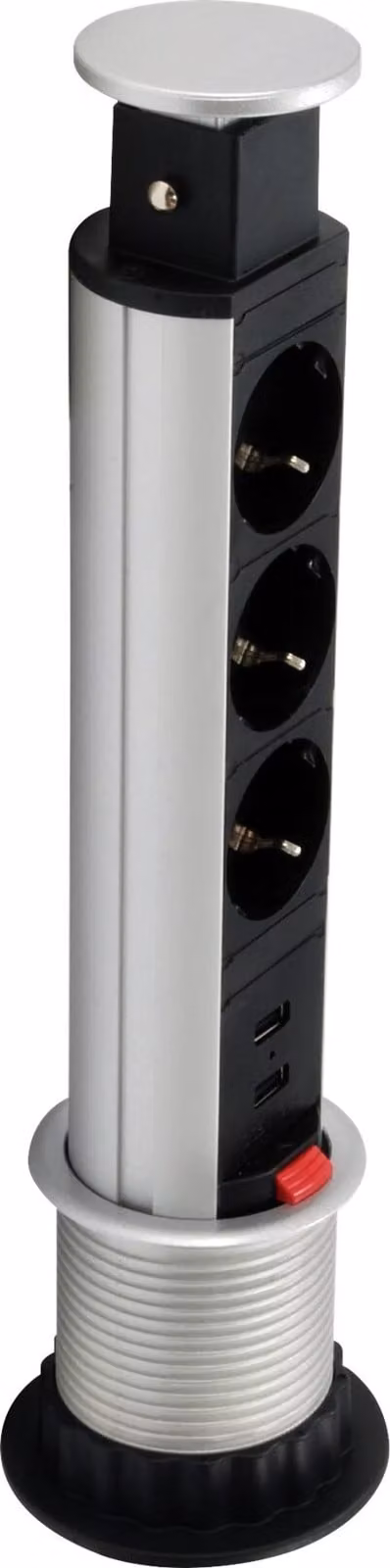 Striscia di prese 19"3gang 1,8m, 2xUSB, argento