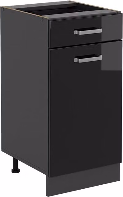 Mobiletto base per cucina Vicco R-Line moderno in nero lucido e antracite con ante a battente L: 40 cm, H: 81.6 cm, P: 46 cm – 1