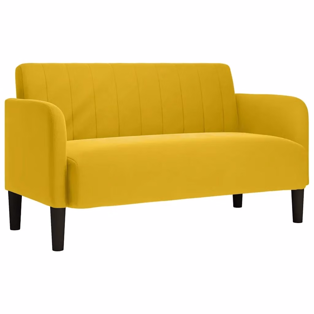 Divanetto moderno vidaXL in velluto giallo per il tuo soggiorno L: 124 cm, P: 74 cm, H: 68 cm – 2
