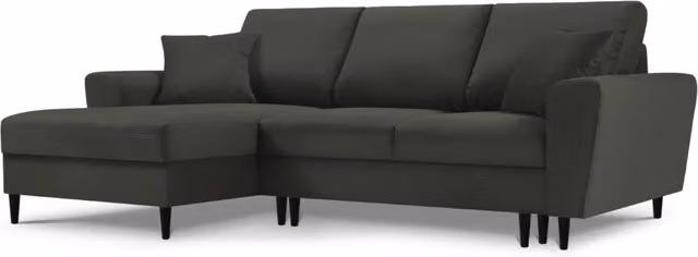 Divano convertibile angolare sinistro Kyoto Cosmopolitan Design a 4 posti in velluto a coste nero con contenitore – 1