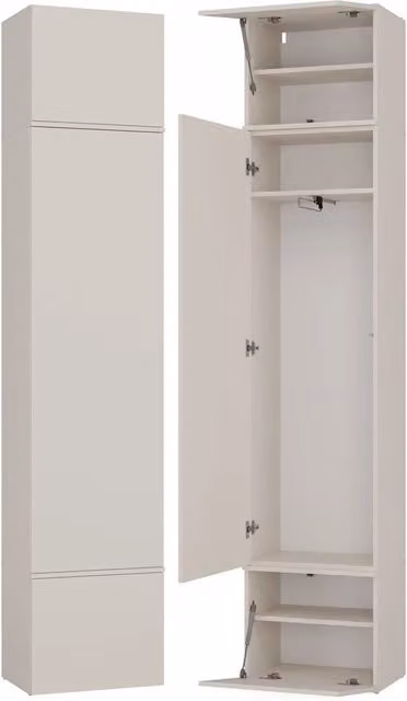 Armadio guardaroba moderno HAGA beige cashmere con ante a battente e sistema push to open H: 238 cm, L: 50 cm, P: 35 cm