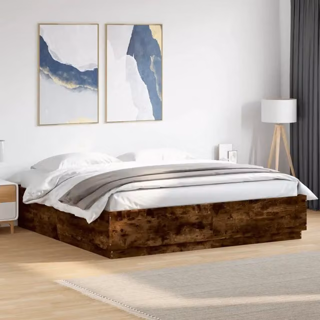Giroletto con Luci LED Rovere Fumo 200x200 cm Legno Multistrato 3209587