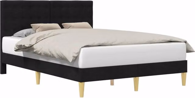 Letto matrimoniale con testiera imbottita in tessuto nero L/P/H: 120 x 200 x 96 cm – 1