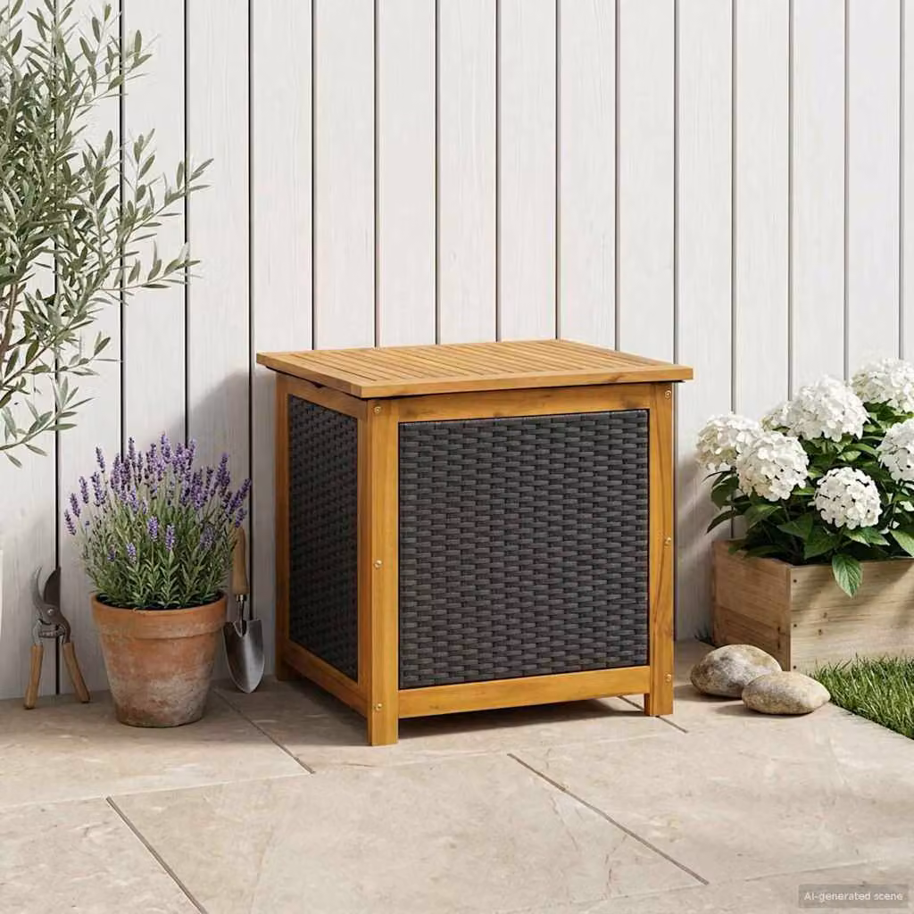 vidaXL Scatola di Stoccaggio per Giardino in Legno di Acacia Stile Rustico Marrone e Nero