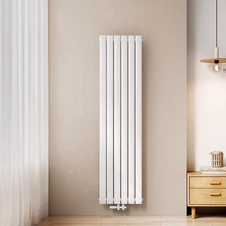 Radiatore EMKE Radiatore a pannello dal design verticale 1800x460 mm Bianco riscaldamento piatto a singolo strato con attacco centrale, 948W senza elemento riscaldante