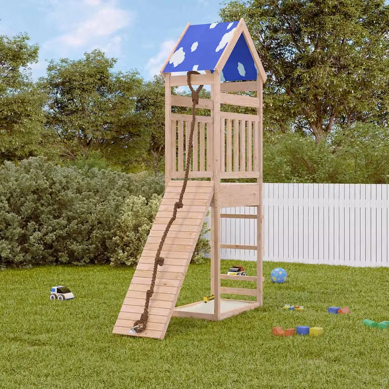 vidaXL Set da Gioco da Esterno in Legno con Torre e Sabbiera Multicolore