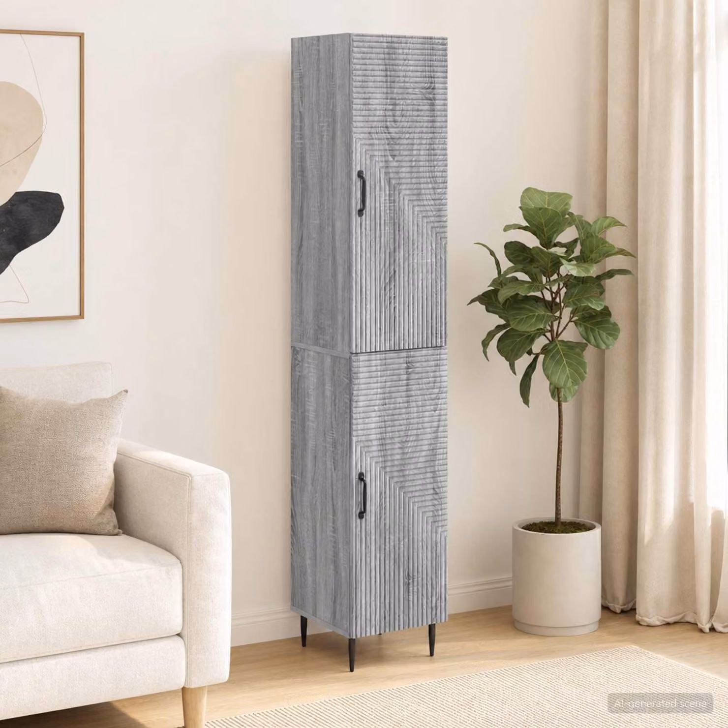 Set di 2 armadi moderni vidaXL con ante scorrevoli in MDF grigio per camera da letto o ufficio