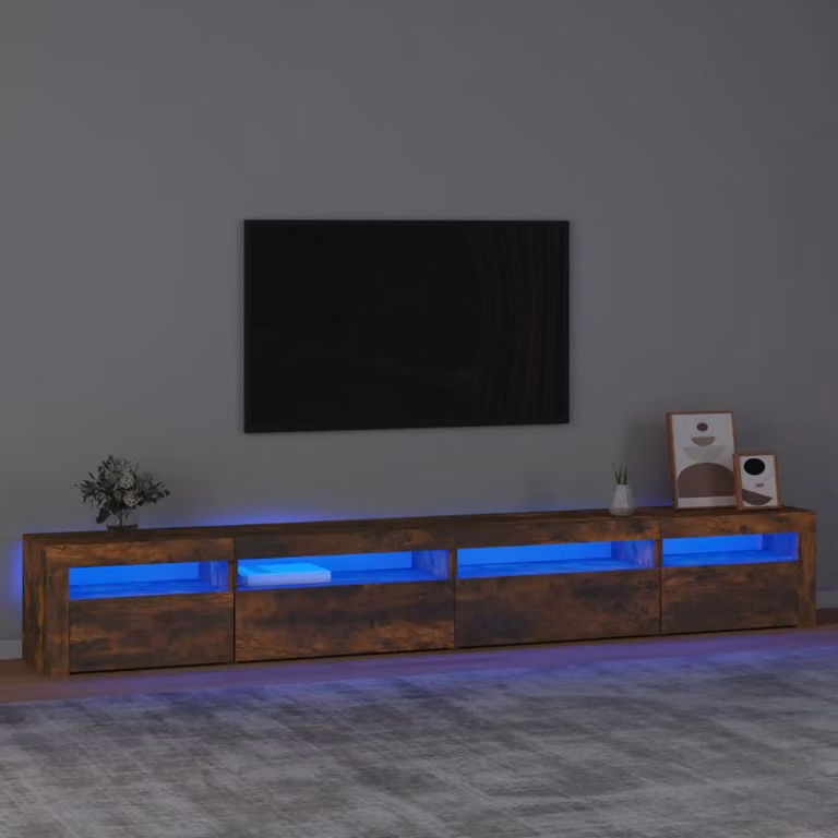vidaXL Mobile Porta TV Moderno con Luci LED Integrate in Rovere Fumo Marrone L: 270 cm, P: 35 cm, H: 40 cm