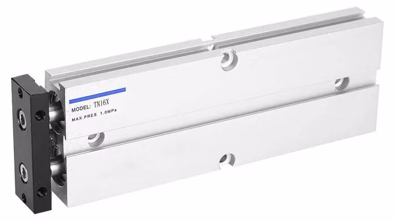 Cilindro pneumatico in lega di alluminio - Cilindro a doppio effetto - Corsa 10/200 mm - Diametro del cilindro 16 mm - Forza teorica 2,9 N - Resistente e antiruggine
