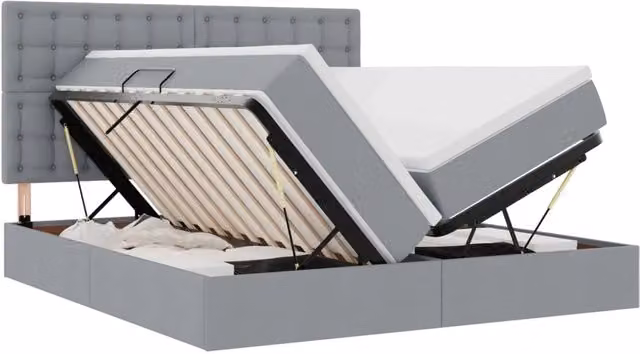 Letto con Contenitore vidaXL Grigio con Materasso L/P/H: 200 x 200 x 280 cm – 2