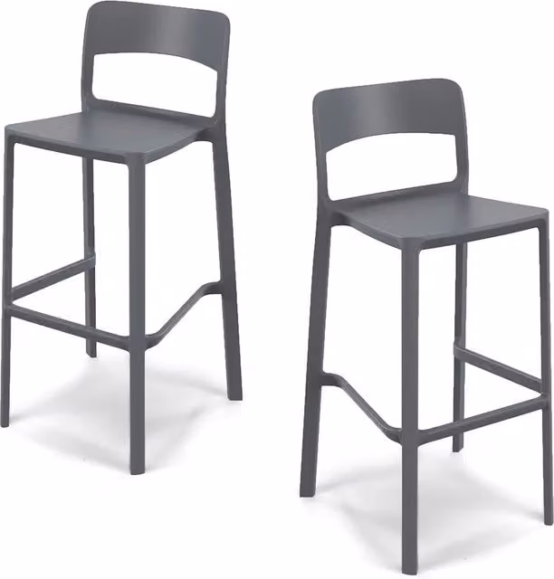 Set di 2 sgabelli STIL Redokasa in polipropilene impilabili, idrorepellenti e resistenti ai raggi UV, colore Grigio, altezza seduta: 65 cm