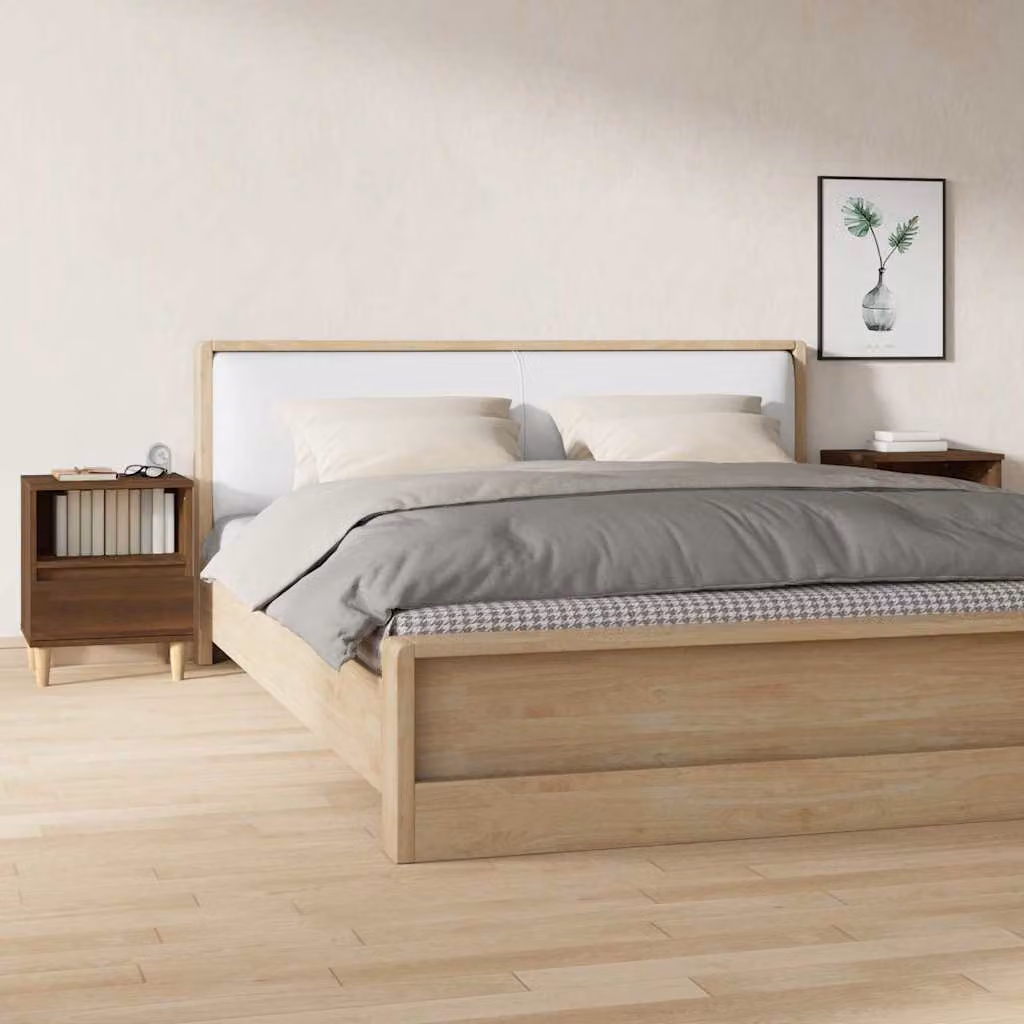 Set di 2 comodini moderni vidaXL in rovere marrone L 40 cm, P 35 cm, H 50 cm