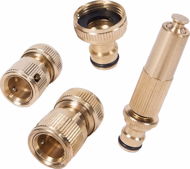 Set di raccordo per tubo da giardino (1/2 pollice) (4 pezzi, ottone)