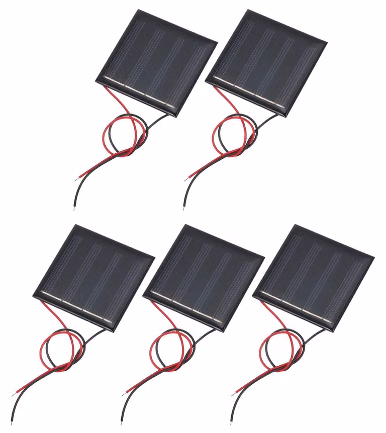 5 pannelli solari mini da 0,32 W e 2 V - 50 x 50 mm - pannelli solari policristallini