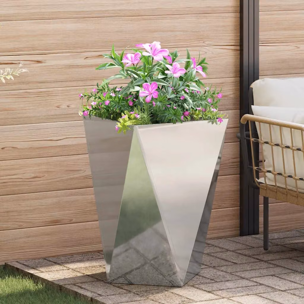 Fioriera vidaXL in acciaio zincato argento L/P/H: 50 x 50 x 75 cm