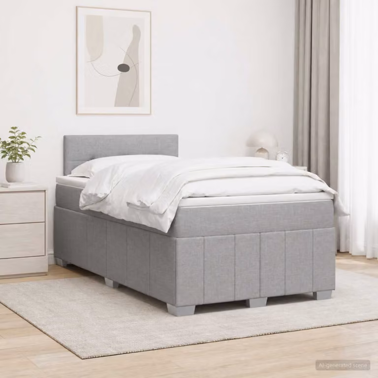 Letto box spring con materasso vidaXL Grigio e Bianco L/P/H: 120 x 200 cm