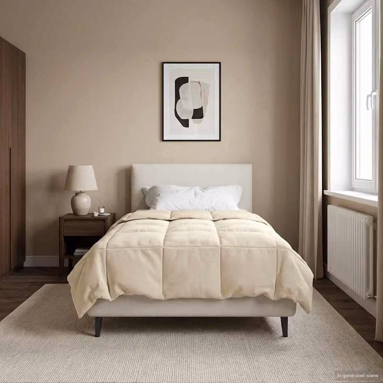 Piumino estivo traspirante e reversibile vidaXL in microfibra, colore beige, L 135 x P 220 cm