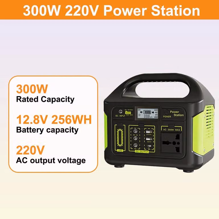 Centralina portatile – 300 W – 460,8 Wh – Batteria LiFePO4 – 220 V – Spina europea – Ideale per campeggio e viaggi