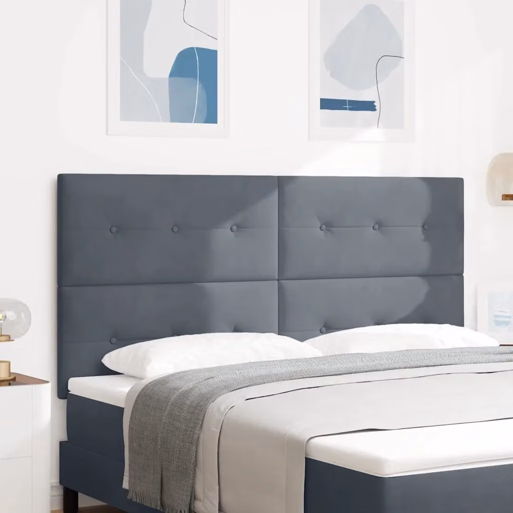 Testiera per letto vidaXL in velluto grigio scuro, larghezza 180 cm