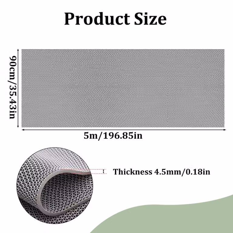 Tappetino drenante - Tappetino in PVC - Antiscivolo - Spessore 4,5 mm - Per interni ed esterni - Bagno, piscina, garage - Dimensioni 0,9 x 5 m
