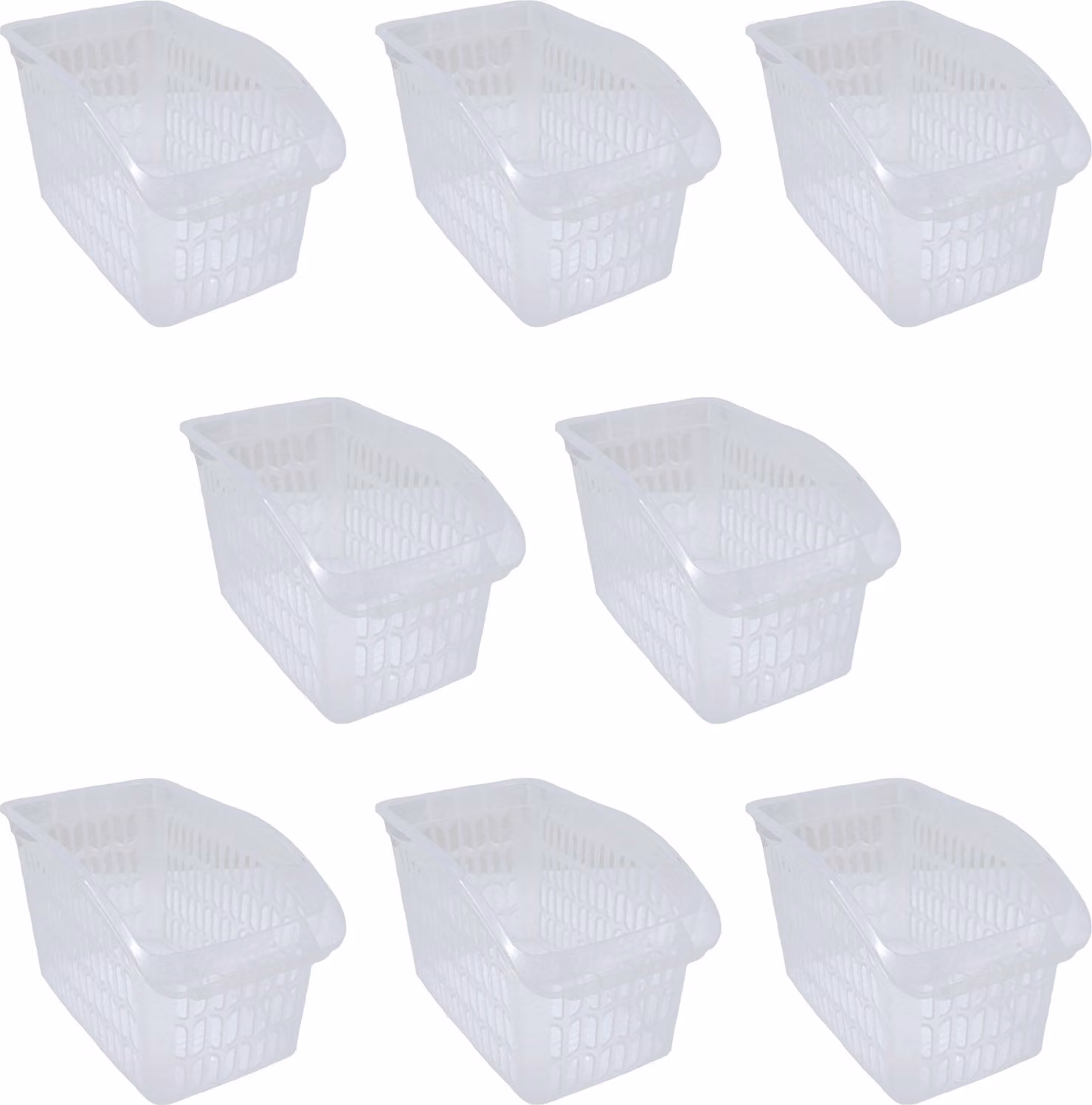 Set da 8 cestini portaoggetti trasparenti 17,5 x 29 x 17,5 cm - Cestini per armadi, scaffali e ripiani - Organizer - Contenitori - Cestini portaoggetti in plastica