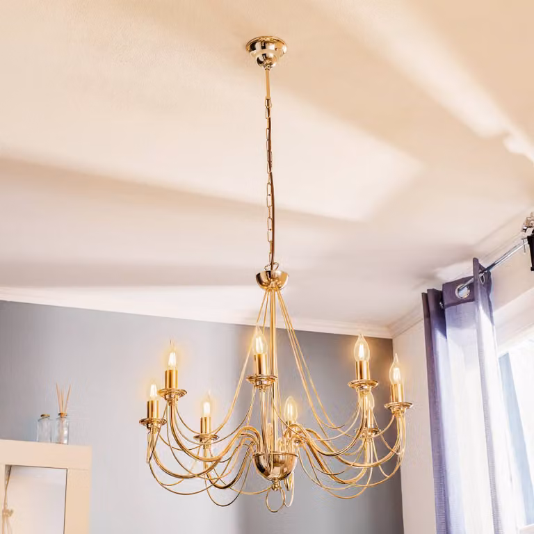 Lampadario a soffitto Retro Domiluce, dimmerabile, Ottone / Oro, Soggiorno / Sala da pranzo, Metallo, Lampadario