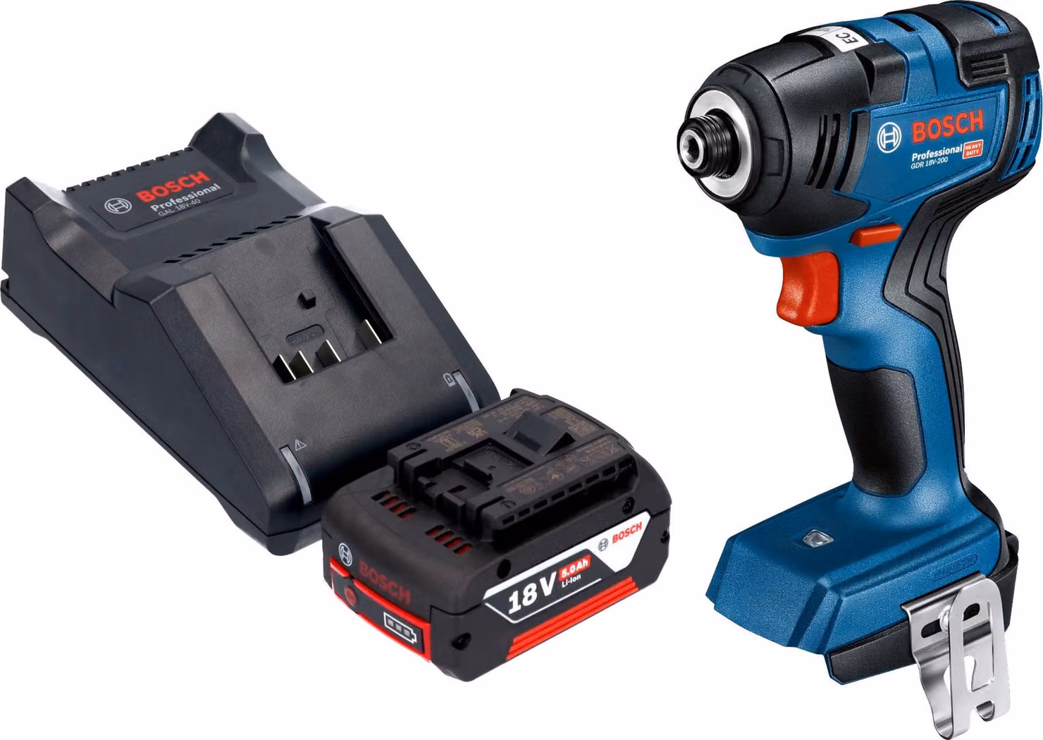 Avvitatore a impatto a batteria Bosch GDR 18V-200 Professional 18 V 200 Nm brushless + 1 batteria da 5,0 Ah + caricabatterie