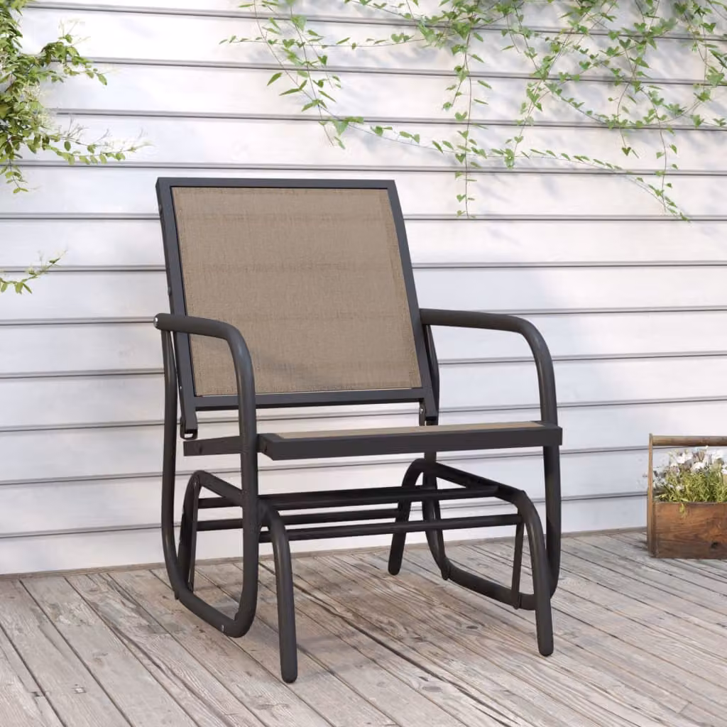 Sedia a dondolo da giardino vidaXL marrone in metallo e plastica L: 61 cm, P: 76 cm, H: 87 cm