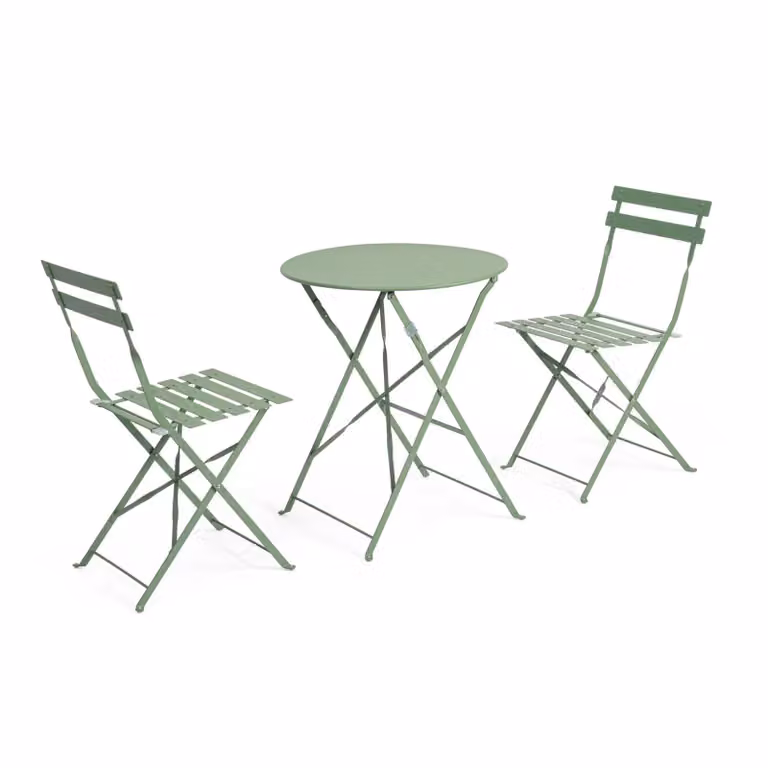 Set bistrot AUSTIN in acciaio verde, pieghevole