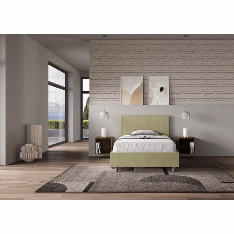Letto imbottito Adele Ityhome colore verde in microfibra con rete L/P/H: 110 x 210 x 125 cm – 2