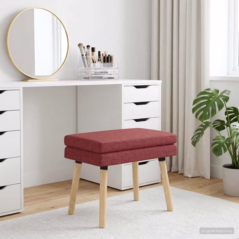 Panchina moderna vidaXL in tessuto rosso con struttura in legno e plastica L: 60 cm, P: 40 cm, H: 46 cm