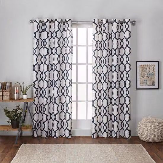 Pannelli in cotone traslucido - Con occhielli - 2 pezzi - Indaco - 137 cm x 213 cm