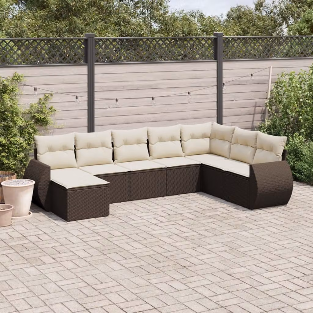 Maison Exclusive - Set Divani da Giardino 8 pz con Cuscini Marrone in Polyrattan