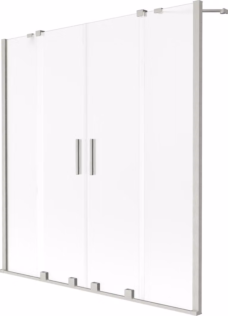 Mexen Velar Duo paravento per vasca da bagno 2-ali scorrevoli 140 x 150 cm, brina, nichel spazzolato - 896-140-000-32-97