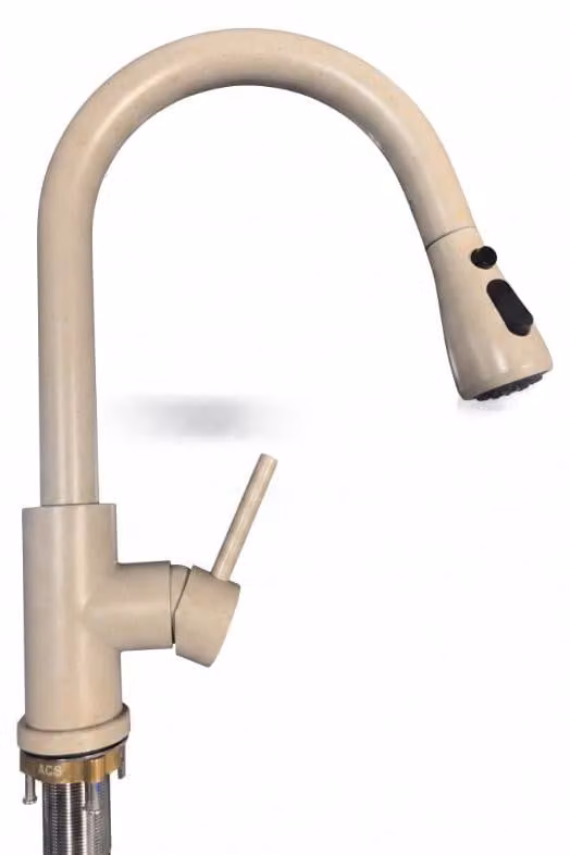 Miscelatore da cucina con doccetta estraibile, girevole a 360°, color marrone grano
