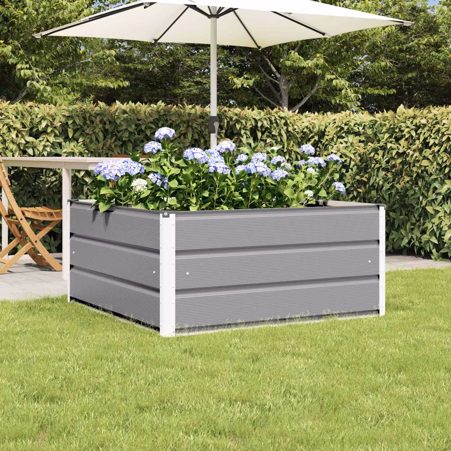 Fioriera vidaXL in acciaio grigio, L 100 cm x P 100 cm x H 45 cm