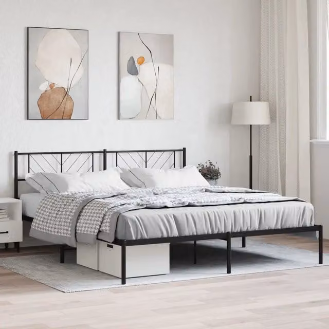 Giroletto vidaXL con testiera in metallo nero L/P: 200 x 200 cm