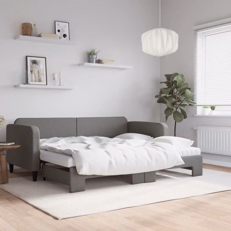 Maison Exclusive - Divano letto estraibile con materasso grigio scuro 90x200 cm in tessuto
