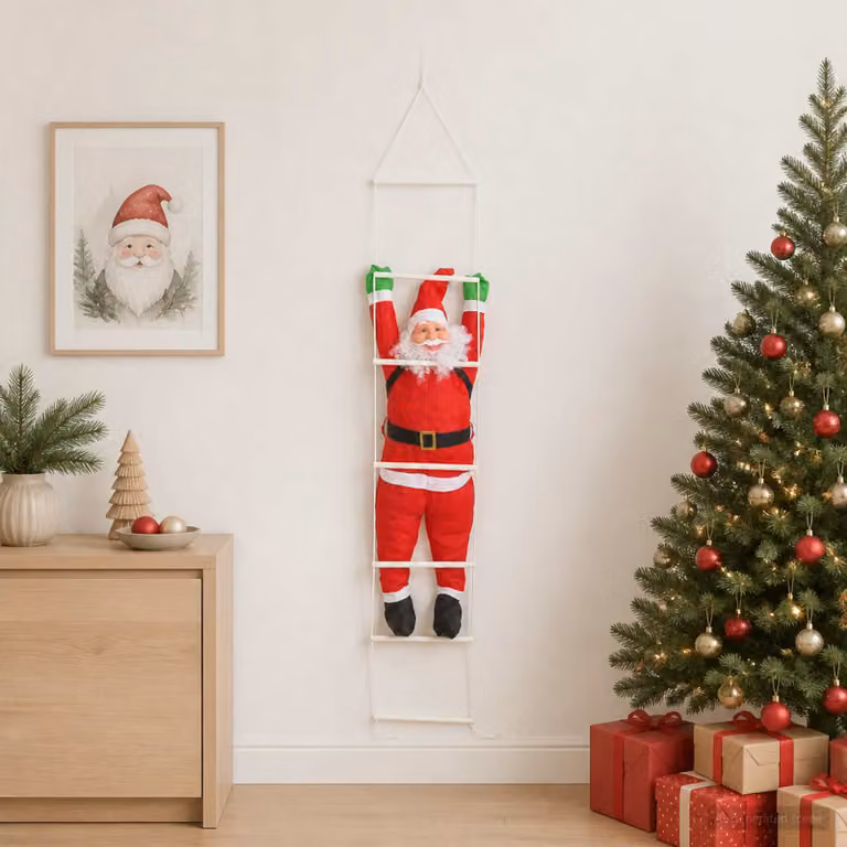 vidaXL Babbo Natale appeso sulla scala Rosso 30 x 15 x 170 cm