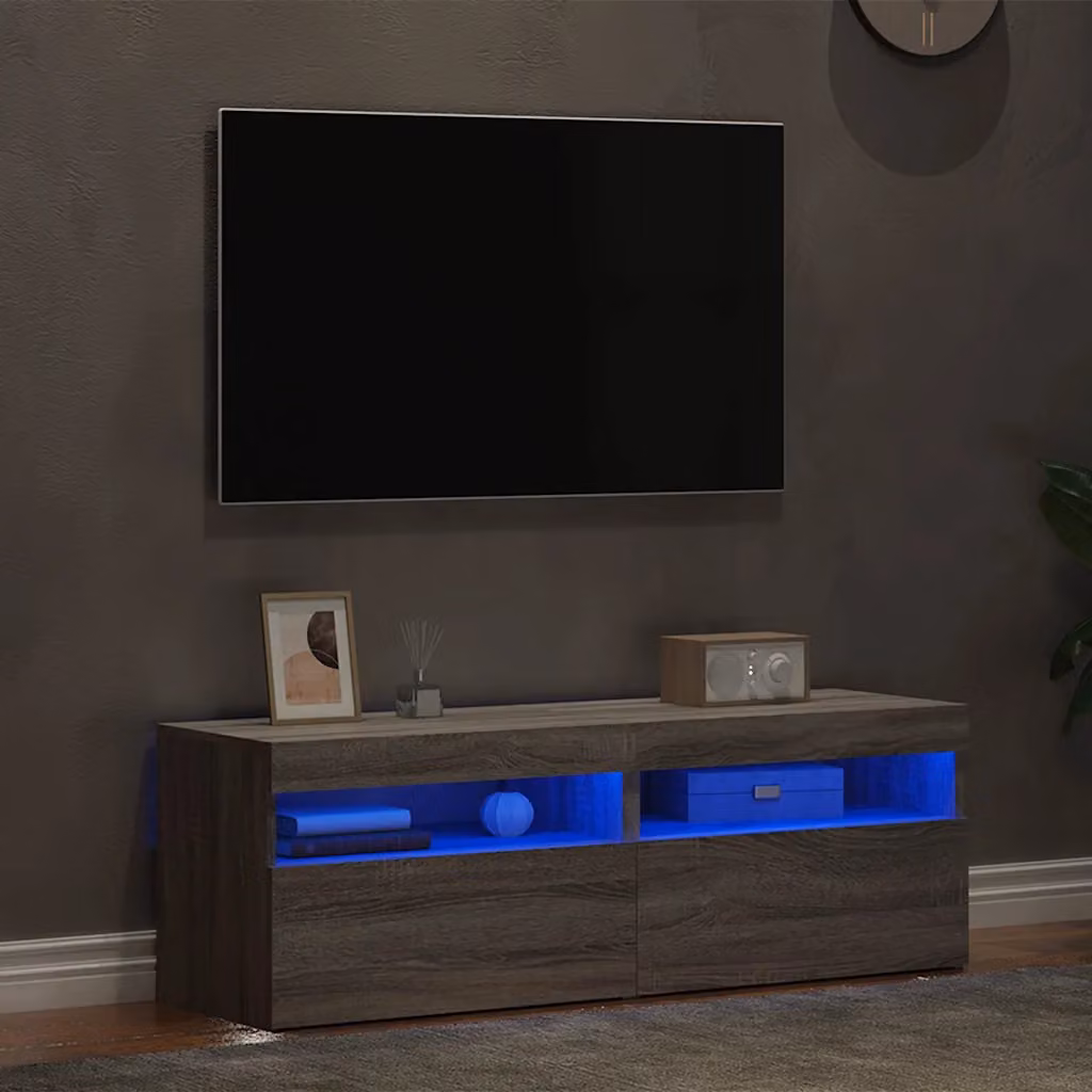 Set di 2 mobili TV vidaXL con luci LED in colore grigio Sonoma, L: 60 cm, P: 35 cm, H: 40 cm