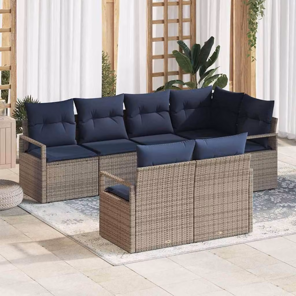 Maison Exclusive - Set di divani componibili, 7 pezzi, grigio [Materiale sintetico]: rattan sintetico