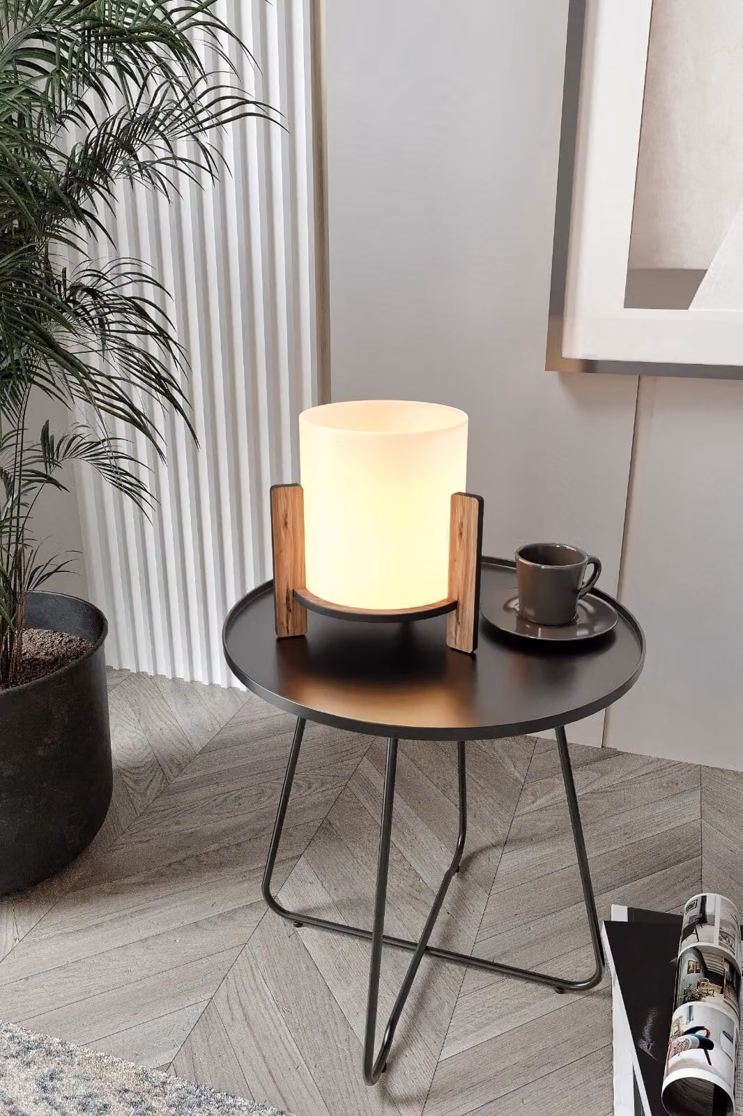 Opviq , Pine Table Lamp - Walnut, lampada da tavolo, noce, corpo in MDF, 14 x 14 x 20 cm