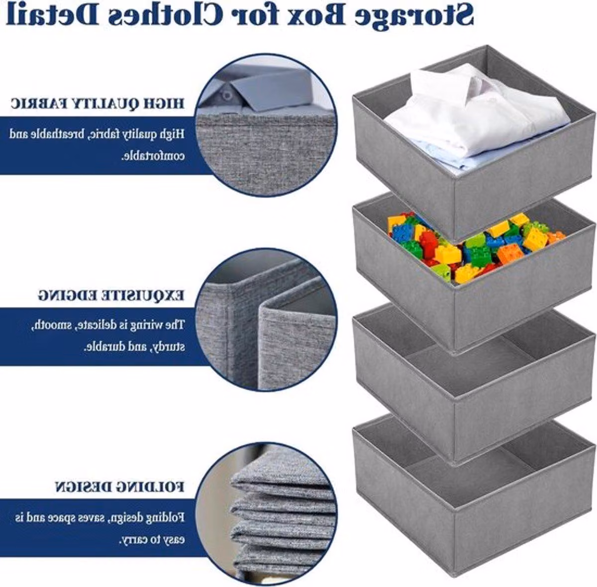 Organizzatore per armadi – Divisori in tessuto pieghevoli per abiti, camicie, pantaloni e asciugamani – Ideale per l'organizzazione e il risparmio di spazio (grigio)