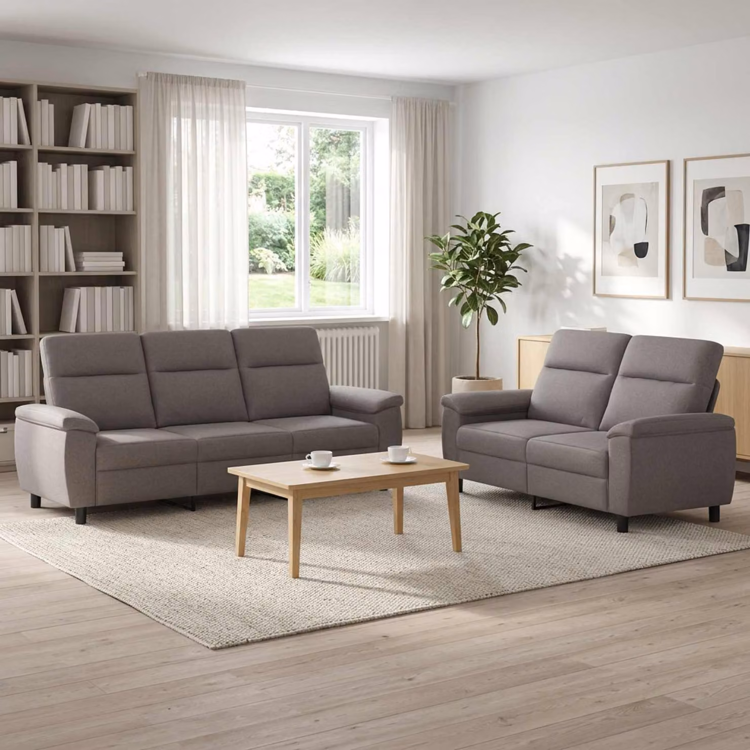 Set di 2 divani moderni vidaXL in tessuto beige e grigio con struttura in metallo per il tuo soggiorno