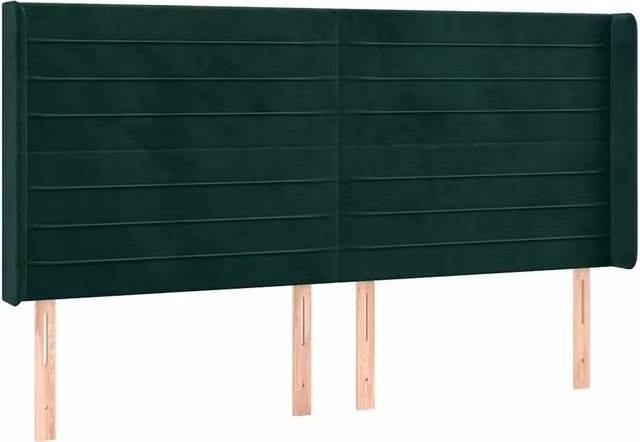 Testiera | Testata ad Orecchio Verde Scuro 183x16x118/128 cm in Velluto